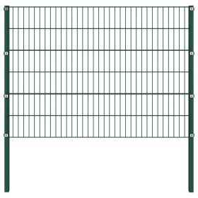 Fence Panel with Posts Iron 17x1.2 m Green