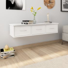 Wall Drawer Shelf High Gloss White 88x26x18.5 cm Chipboard