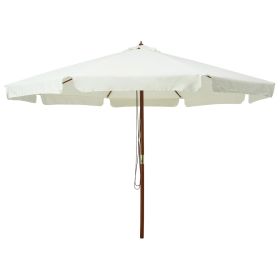 Outdoor Parasol with Wooden Pole 330 cm Sand White