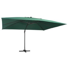 Cantilever Umbrella with LED Lights and Aluminium Pole 400x300 cm Green