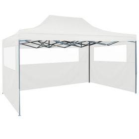 Professional Folding Party Tent with 3 Sidewalls 3x4 m Steel White