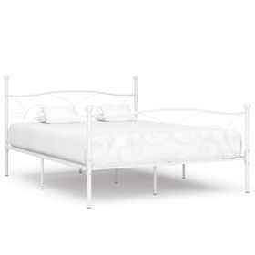 Bed Frame with Slatted Base White Metal 200x200 cm