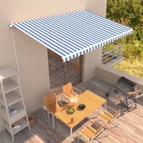 Manual Retractable Awning 450x300 cm Blue and White