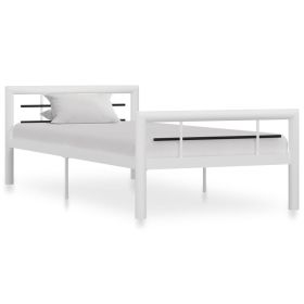 Bed Frame White and Black Metal 100x200 cm