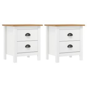Bedside Cabinet Hill 2 pcs White 46x35x49.5 cm Solid Pine Wood