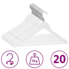 20 pcs Clothes Hanger Set Non-slip White Hardwood
