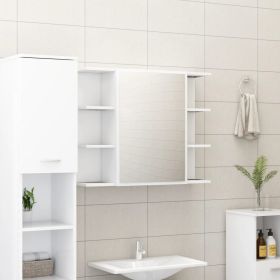 Bathroom Mirror Cabinet White 80x20.5x64 cm Chipboard