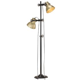 Floor Lamp with 2 Lampshade Brass E27 Cast Iron
