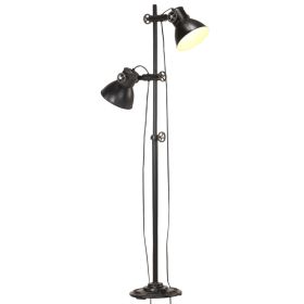 Floor Lamp with 2 Lampshade Black E27 Cast Iron
