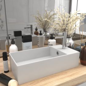 Bathroom Sink with Overflow Ceramic Matt White