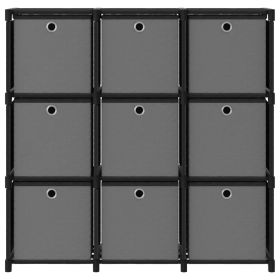 9-Cube Display Shelf with Boxes Black 103x30x107.5 cm Fabric