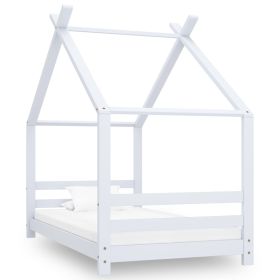 Kids Bed Frame White Solid Pine Wood 80x160 cm