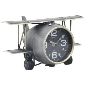 Table Clock Grey 26.5x19.5x15 cm Iron and MDF