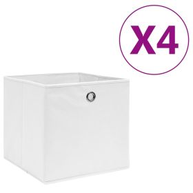 Storage Boxes 4 pcs Non-woven Fabric 28x28x28 cm White