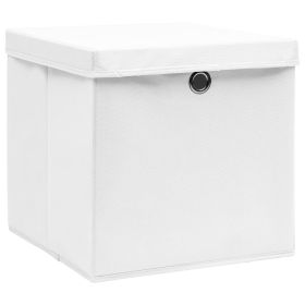 Storage Boxes with Covers 4 pcs 28x28x28 cm White
