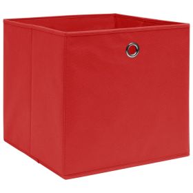 Storage Boxes 10 pcs Non-woven Fabric 28x28x28 cm Red