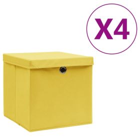 Storage Boxes with Covers 4 pcs 28x28x28 cm Yellow