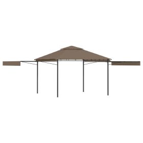 Gazebo with Double Extending Roofs 3x3x2.75 m Taupe 180g/m2
