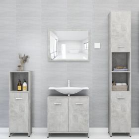 4 Piece Bathroom Furniture Set Concrete Grey Chipboard