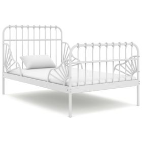 Extendable Bed Frame White Metal 80x130/200 cm