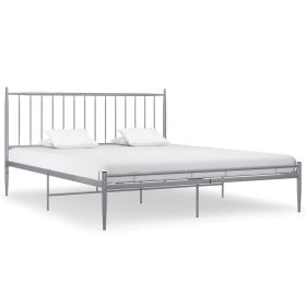 Bed Frame Grey Metal 200x200 cm