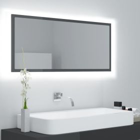 LED Bathroom Mirror High Gloss Grey 100x8.5x37 cm Acrylic