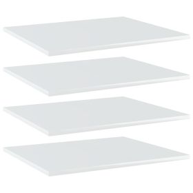Bookshelf Boards 4 pcs High Gloss White 60x50x1.5 cm Chipboard