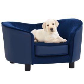Dog Sofa Blue 69x49x40 cm Plush and Faux Leather