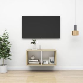Wall-mounted TV Cabinet Sonoma Oak and White 37x37x72 cm Engineered Wood