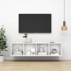 Wall-mounted TV Cabinet High Gloss White 37x37x142.5 cm Engineered Wood