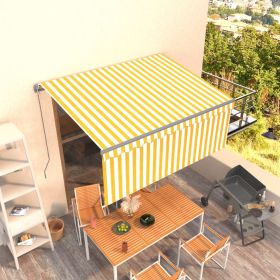 Manual Retractable Awning with Blind 3x2.5m Yellow&White