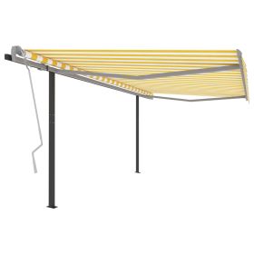 Manual Retractable Awning with Posts 4x3 m Yellow and White