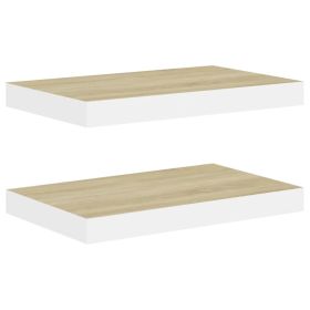 Floating Wall Shelves 2 pcs Oak and White 50x23x3.8 cm MDF