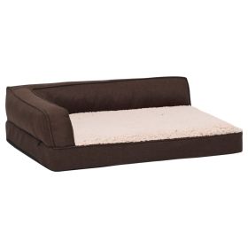 Ergonomic Dog Bed Mattress 75x53 cm Linen Look Fleece Brown
