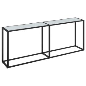 Console Table White Marble 200x35x75.5cm Tempered Glass