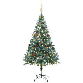 Frosted Christmas Tree with LEDs&Ball Set&Pinecones 150 cm