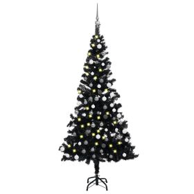 Artificial Christmas Tree with LEDs&Ball Set Black 120 cm PVC