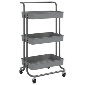 3-Tier Kitchen Trolley Grey 42x25x83.5 cm Iron and ABS