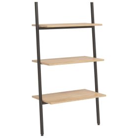 3-Tier Leaning Shelf Light Brown and Black 64x34x116 cm