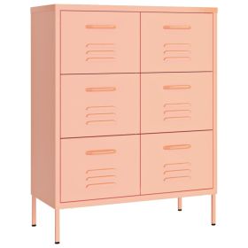 Drawer Cabinet Pink 80x35x101.5 cm Steel