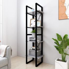 4-Tier Book Cabinet Concrete Grey 40x30x140 cm Engineered Wood
