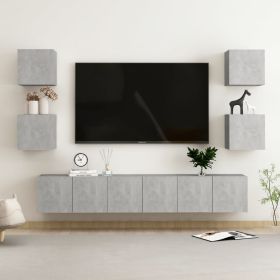 7 Piece TV Cabinet Set Concrete Grey Chipboard