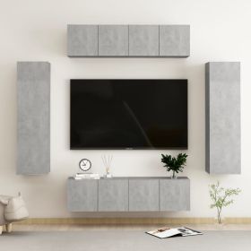 6 Piece TV Cabinet Set Concrete Grey Chipboard