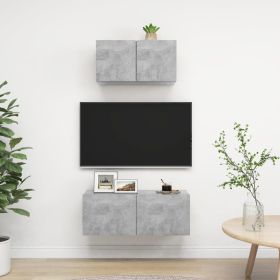 2 Piece TV Cabinet Set Concrete Grey Chipboard