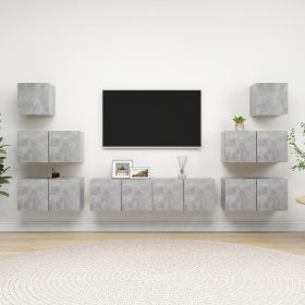 8 Piece TV Cabinet Set Concrete Grey Chipboard