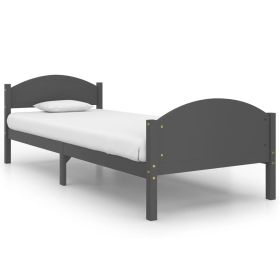 Bed Frame Dark Grey Solid Pine Wood 100x200 cm