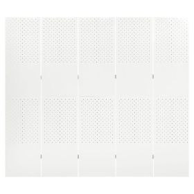 5-Panel Room Divider White 200x180 cm Steel