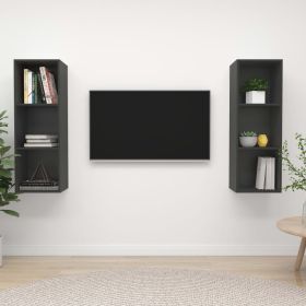 Wall-mounted TV Cabinets 2 pcs Grey Engineered Wood