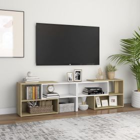 TV Cabinet White and Sonoma Oak 149x30x52 cm Chipboard