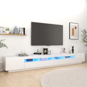 TV Cabinet with LED Lights High Gloss White 300x35x40 cm